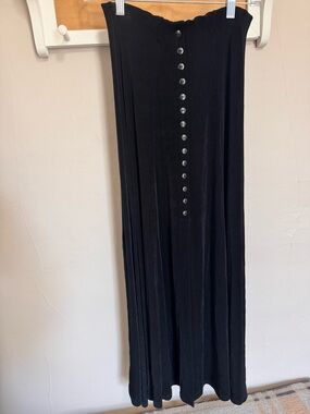 Button-Front Black Maxi Skirt